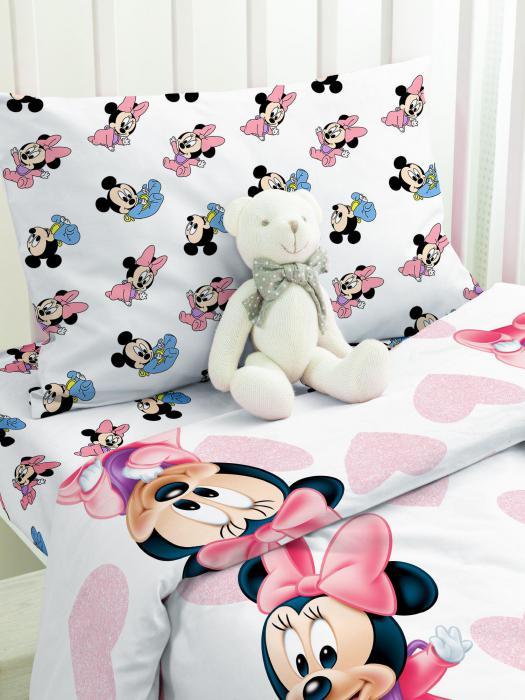 Постельное белье детское в кроватку для девочки новорожденных комплект хлопок Disney Микки и Минни Маус - фото 6 - id-p211058024