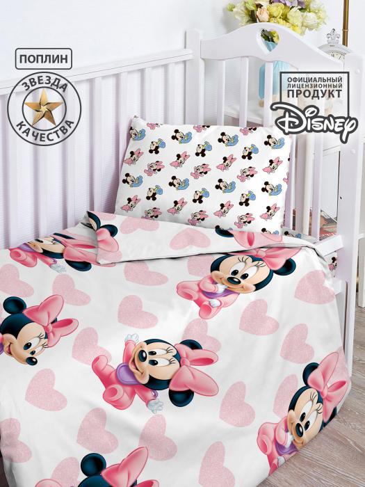 Постельное белье детское в кроватку для девочки новорожденных комплект хлопок Disney Микки и Минни Маус - фото 7 - id-p211058024