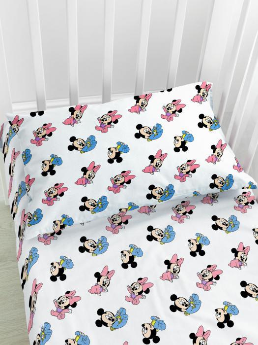 Постельное белье детское в кроватку для девочки новорожденных комплект хлопок Disney Микки и Минни Маус - фото 9 - id-p211058024