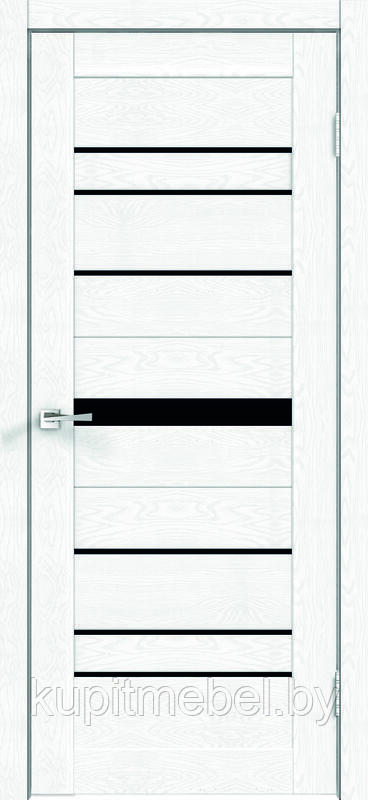 Дверное полотно Экошпон XLINE 10 600х2000 цвет Зеффиро Эмалит текстурный стекло Лакобель черное