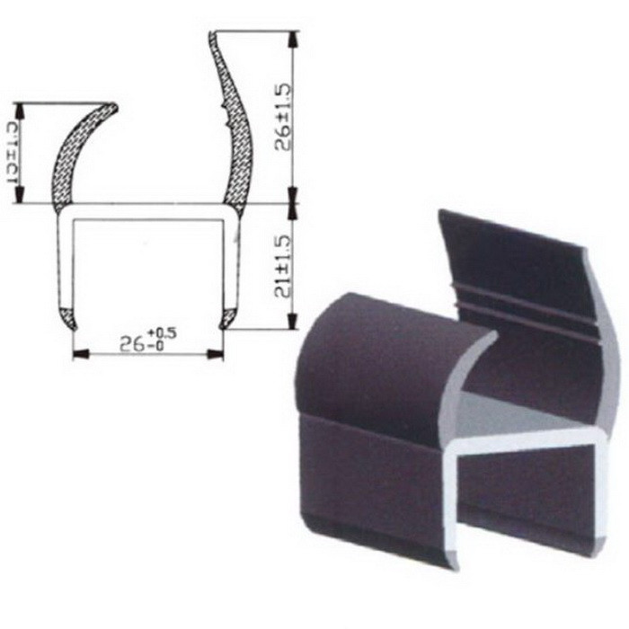 Профиль ПВХ (уплотнитель) для полотна ворот 27 мм, L-5000 мм, жестко-мягкий, бело-черный, DAMA DM08015 - фото 3 - id-p173097058