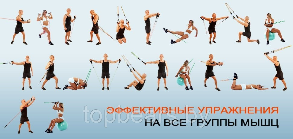 Комплект фитнесс ремней (тросов), с регулировкой нагрузки для всех групп мышц, набор 11 предметов (эспандер) - фото 5 - id-p179744749
