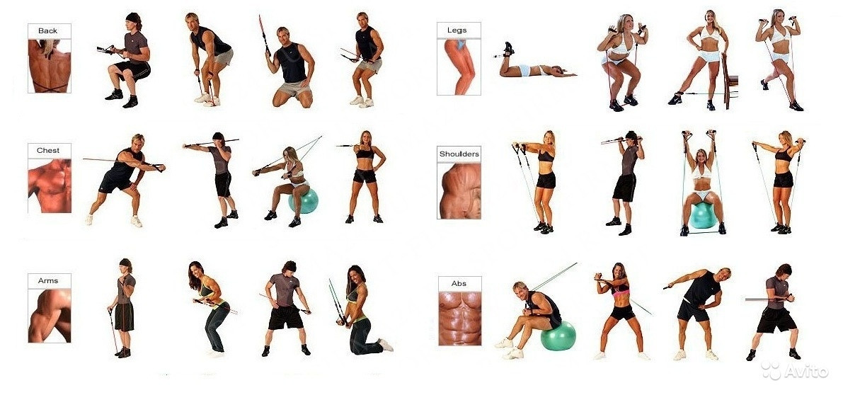 Комплект фитнесс ремней (тросов), с регулировкой нагрузки для всех групп мышц, набор 11 предметов (эспандер) - фото 3 - id-p153787420