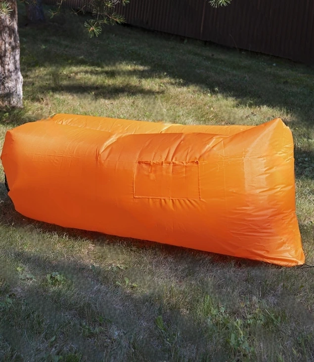 Надувной диван (Ламзак) XL 215 х 80 см. с двумя кармашками / Надувной шезлонг-лежак с сумкой и карманами - фото 3 - id-p211058966