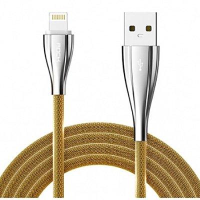 USB/Lightning кабель Rock Metal Data Cable для iPhone, iPad, iPod для зарядки и синхронизации 1 метр в оплетке - фото 2 - id-p211062390