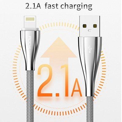 USB/Lightning кабель Rock Metal Data Cable для iPhone, iPad, iPod для зарядки и синхронизации 1 метр в оплетке - фото 5 - id-p211062390