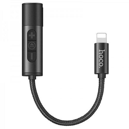Аудио переходник для наушников 3.5 Mini Jack и зарядки Lightning для iPhone Hoco LS6 Tanco Converter, черный - фото 1 - id-p211062420