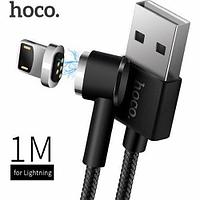 USB кабель магнитный Lightning HOCO U20 L-Shape Magnetic Adsorption Black для зарядки и синхронизации, длина 1