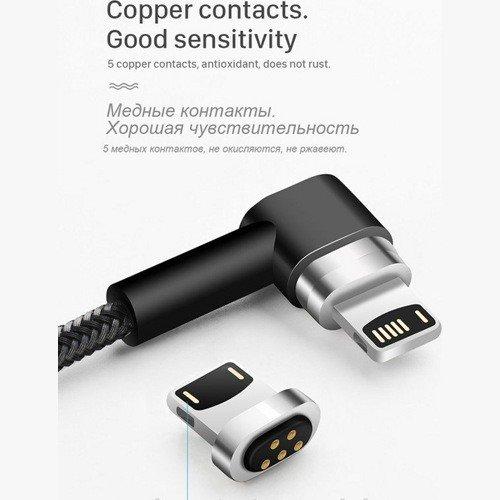 USB кабель магнитный Lightning HOCO U20 L-Shape Magnetic Adsorption Black для зарядки и синхронизации, длина 1 - фото 2 - id-p211062447