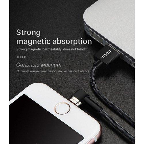 USB кабель магнитный Lightning HOCO U20 L-Shape Magnetic Adsorption Black для зарядки и синхронизации, длина 1 - фото 4 - id-p211062447