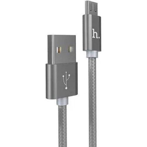 USB кабель Hoco X2 Knitted MicroUSB для зарядки и синхронизации, длина 1,0 метр (Серый) - фото 1 - id-p211062495