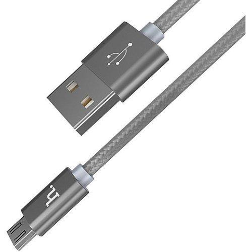 USB кабель Hoco X2 Knitted MicroUSB для зарядки и синхронизации, длина 1,0 метр (Серый) - фото 2 - id-p211062495