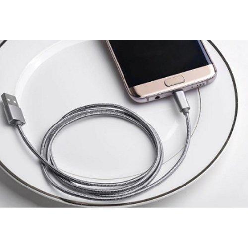 USB кабель Hoco X2 Knitted MicroUSB для зарядки и синхронизации, длина 1,0 метр (Серый) - фото 4 - id-p211062495