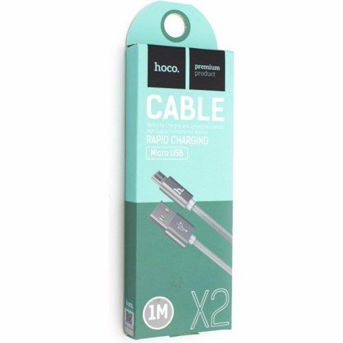 USB кабель Hoco X2 Knitted MicroUSB для зарядки и синхронизации, длина 1,0 метр (Серый) - фото 5 - id-p211062495