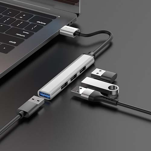 USB-хаб Hoco HB26 USB3.0 + USB2.0*3 (Серебристый) - фото 4 - id-p211064042