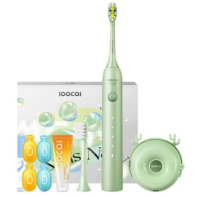 Электрическая зубная щетка Soocas D3 + Футляр c функцией UVC стерлизации + 2 насадки (Зеленый) - фото 1 - id-p211064044