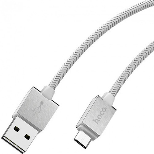 USB кабель Hoco U49 Metal Data Cable MicroUSB для зарядки и синхронизации, длина 1,0 метр (Белый) - фото 3 - id-p211062746