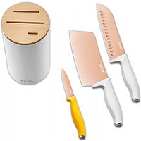 Набор ножей с подставкой Solista Solo Titanium-Plated Rose Gold Cutte (4 предметов)