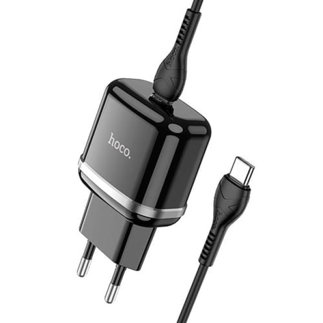 Зарядное устройство Hoco N24 Victorious Type-C PD20W + кабель Type-C - Type-C (Черный) - фото 2 - id-p211064099