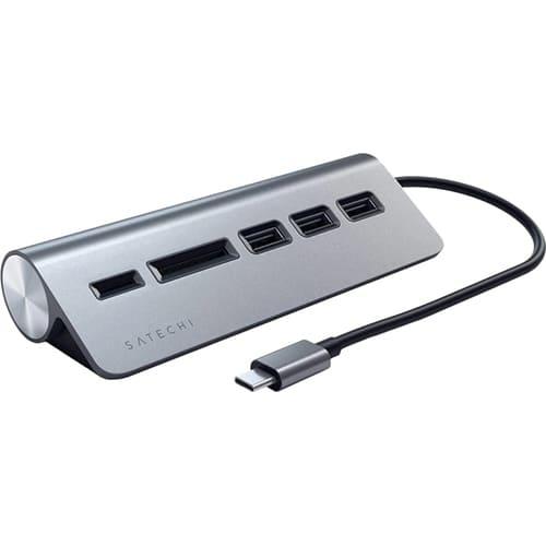 Мультипереходник Satechi Aluminum Type-C - USB 3.0 Hub & Micro/SD Card Reader (ST-TCHCRM) Серый - фото 1 - id-p211063612