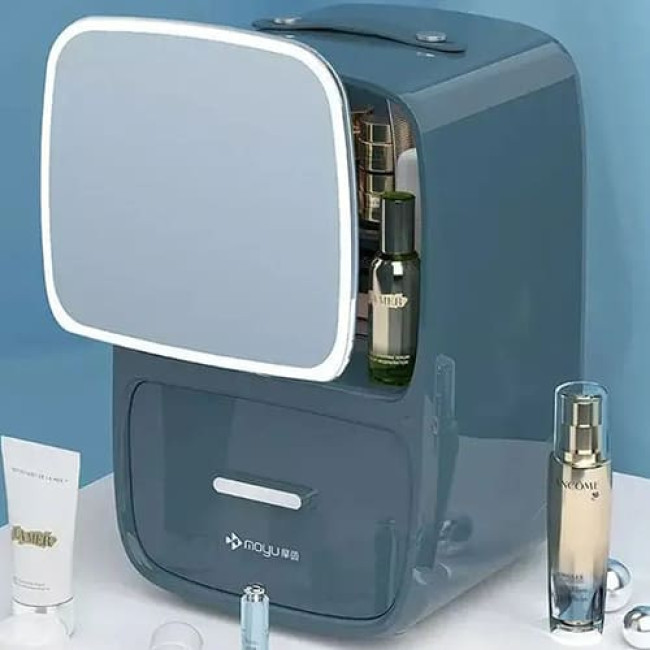 Холодильник для косметики с зеркалом MOYU Magic mirror 220V 18.8L HL-02M Синий - фото 1 - id-p211064123