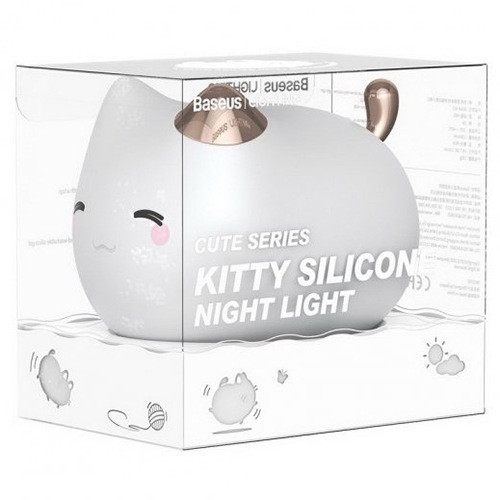Ночник Baseus Cute Series Kitty Silicone Night Light (DGAM-A02) Белый - фото 4 - id-p211063653