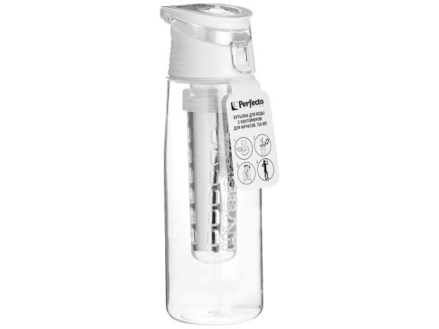 Бутылка для воды с контейнером д/фруктов, 750 мл, белая, PERFECTO LINEA (спорт, развлечение, ЗОЖ) - фото 1 - id-p211078655