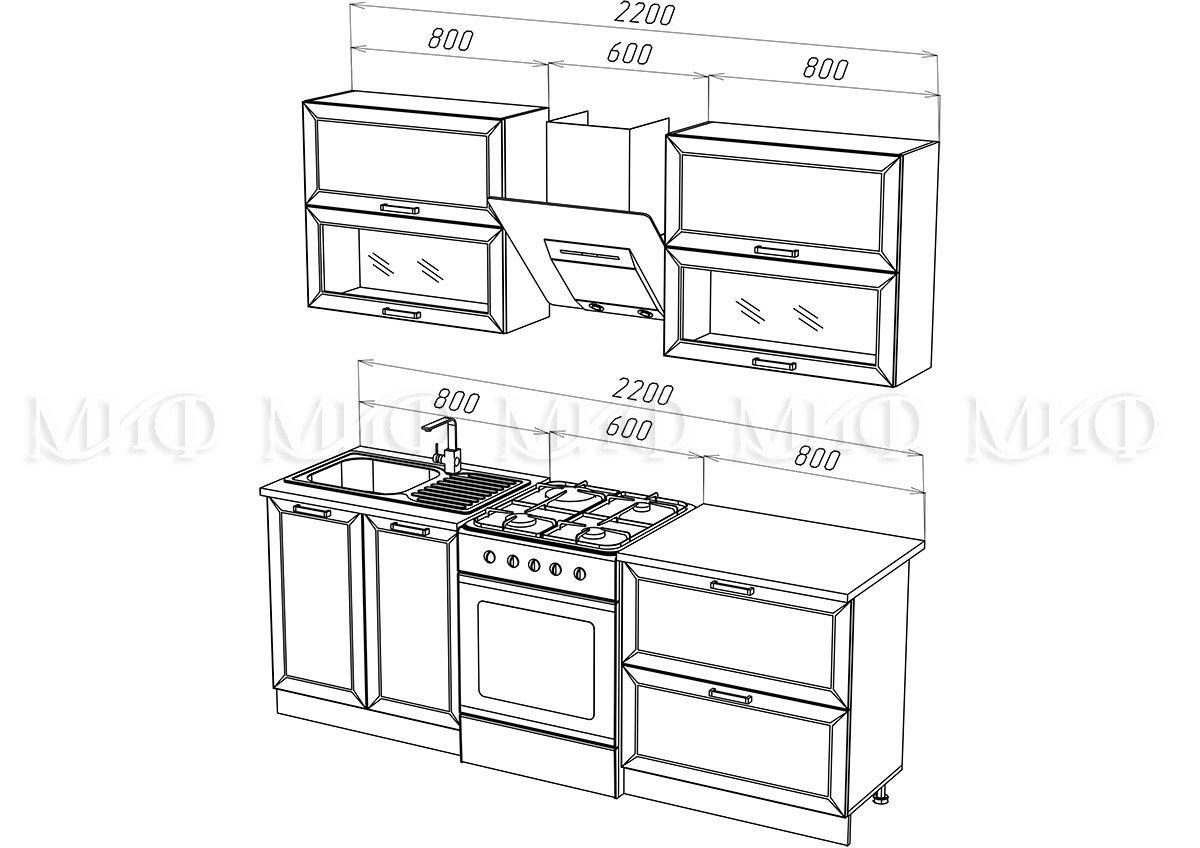 Кухонный гарнитур Монако 1.6м - Компоновка 2 - Белый снег софт/Графит софт (МИФ) - фото 2 - id-p177294881