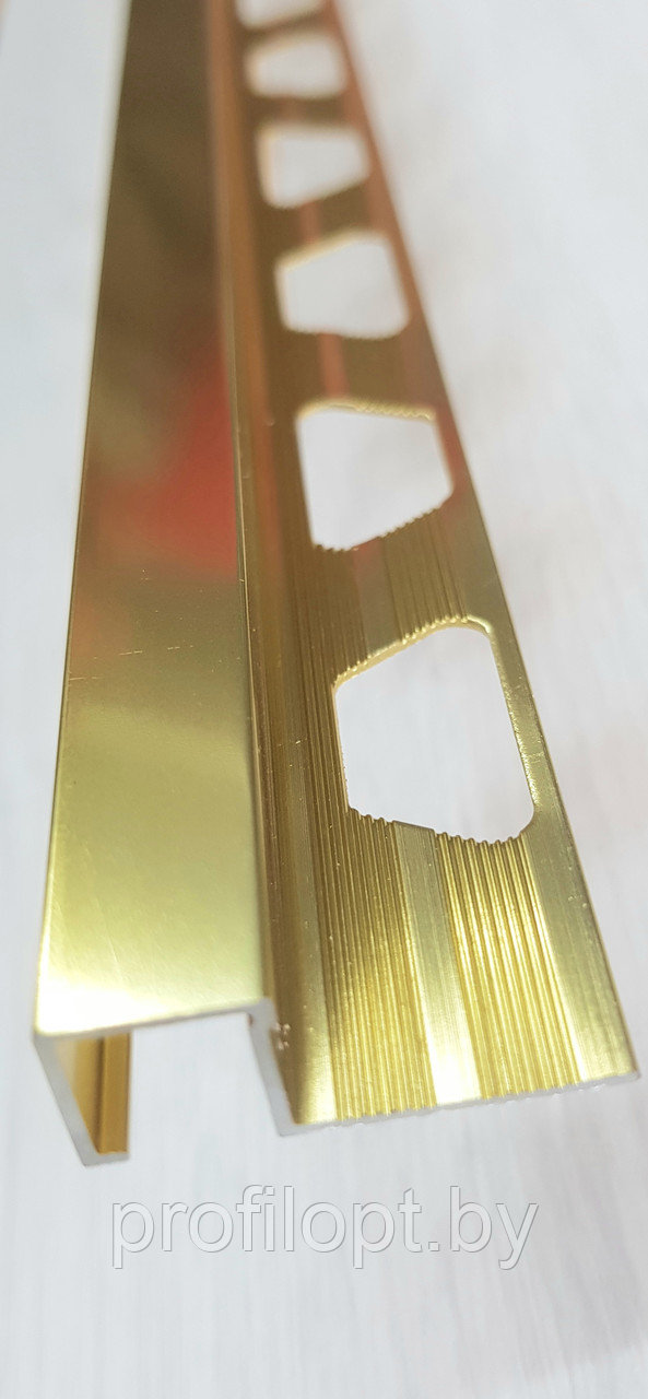 Квадратный профиль для плитки алюминиевый 10 мм, анод. Золото глянец 270 см