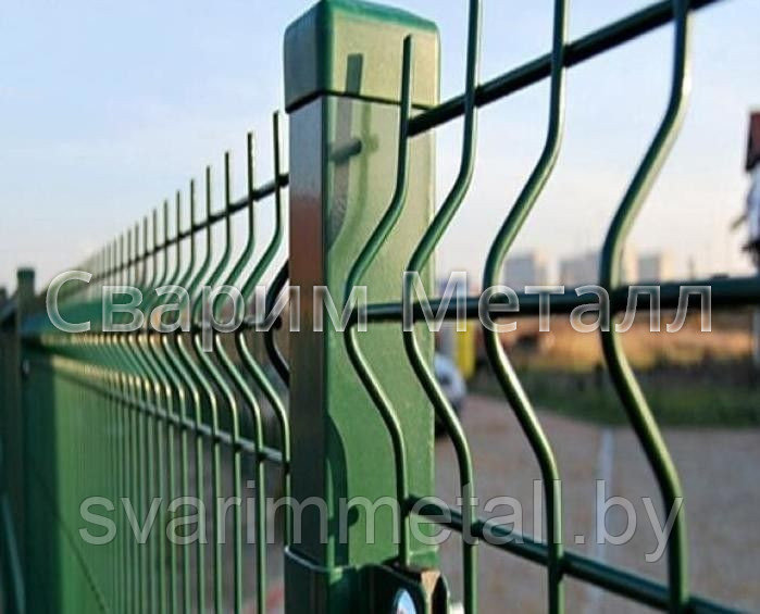 Забор из евро ограждения, 3D (3д), зеленый - фото 1 - id-p211088100