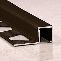 Квадратный профиль для плитки алюминиевый 10 мм, Бронза глянец 270 см