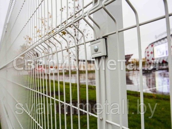 Забор из евро ограждения, 3D (3д), белый