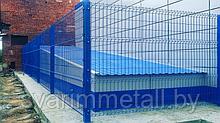 Забор из евро ограждения, 3D (3д), синий