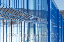 Забор из евро ограждения, 3D (3д), синий