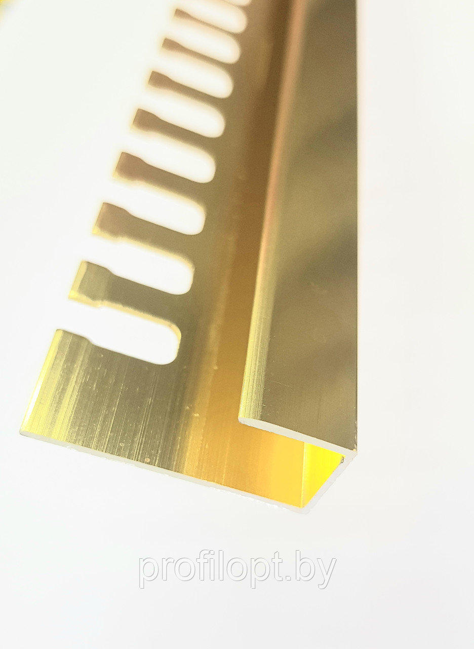 П - профиль для плитки (окончание), алюминиевый 10 мм, Золото 270 см - фото 1 - id-p211094807