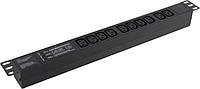 Exegate ServerPro PDU-19H004 Al-10C13-C14-SPD3 EX280862RUS Блок силовых розеток 19" чёрный 1U 10xIEC-320-C13