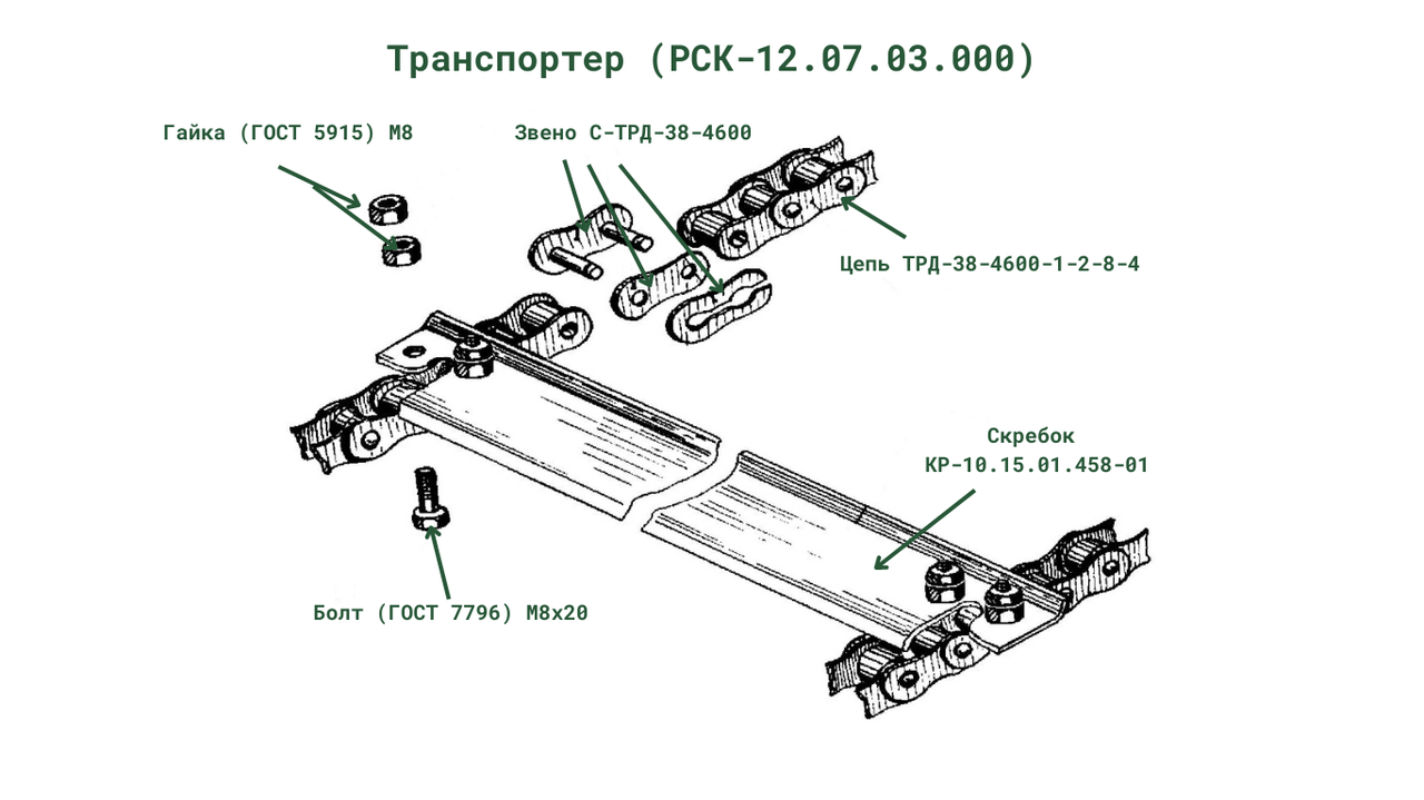 Транспортер выгрузной РСК 12.07.03.000 к кормораздатчику РСК-12 "БелМикс" - фото 3 - id-p74110804