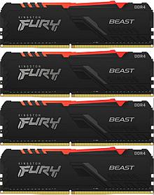 Память оперативная Kingston KF426C16BBAK4/32 32GB 2666MHz DDR4 CL16 DIMM (Kit of 4) FURY Beast RGB