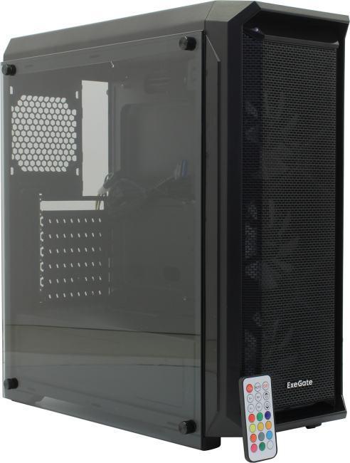 Корпус Miditower ExeGate i3 NEO-NPX600 (ATX, NPX600 12см, 2*USB+1*USB3.0, HD аудио, черный, 3 вент. 12см с RGB - фото 1 - id-p211090507