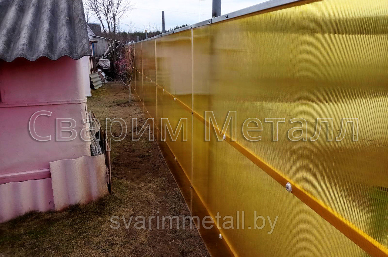 Забор из поликарбоната, желтый - фото 10 - id-p211128283
