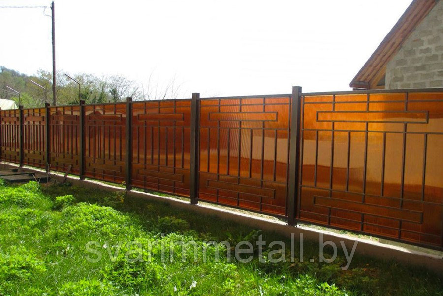 Забор из поликарбоната, коричневый - фото 8 - id-p211138347