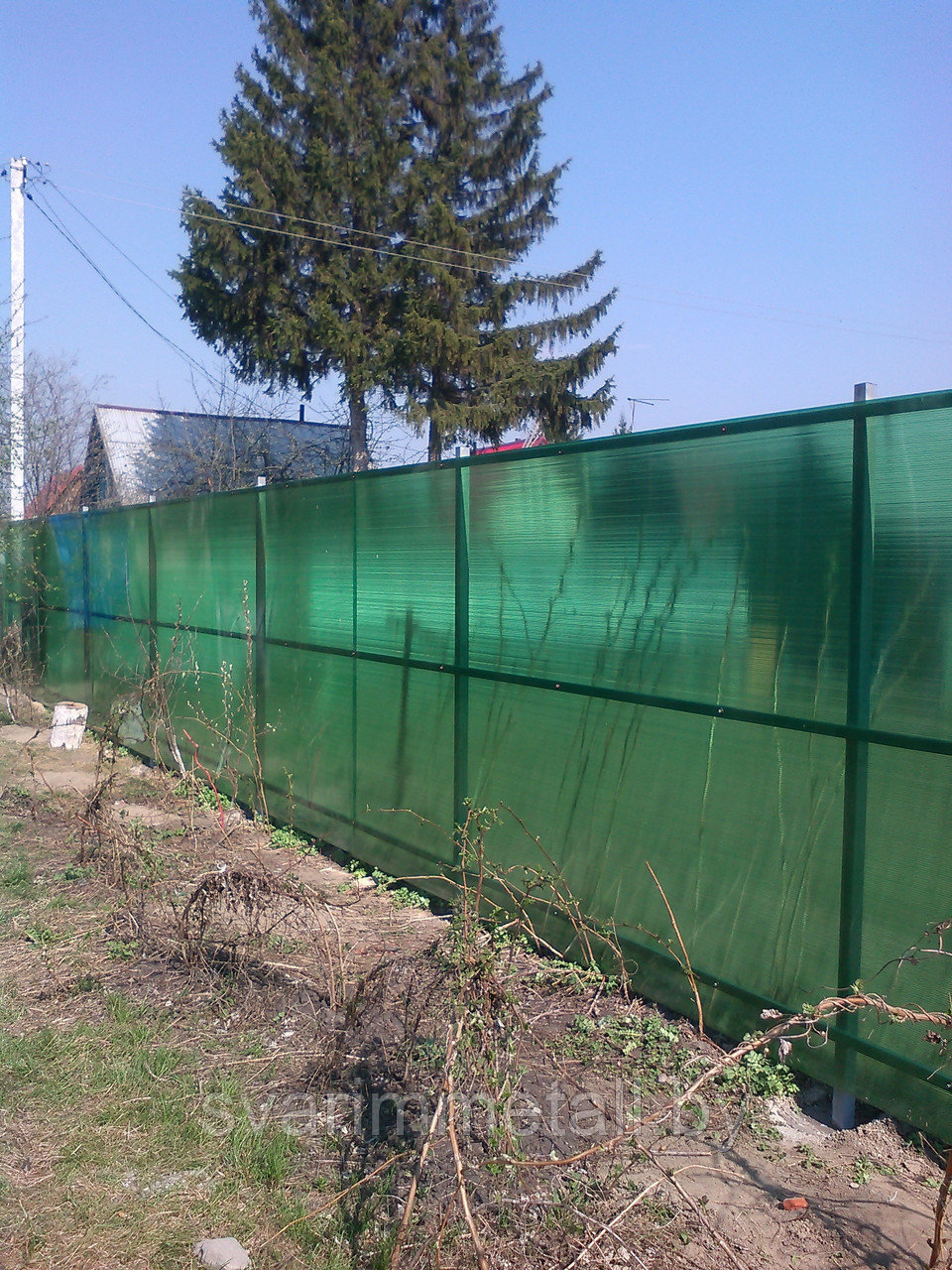 Забор из поликарбоната, зеленый - фото 1 - id-p211143934