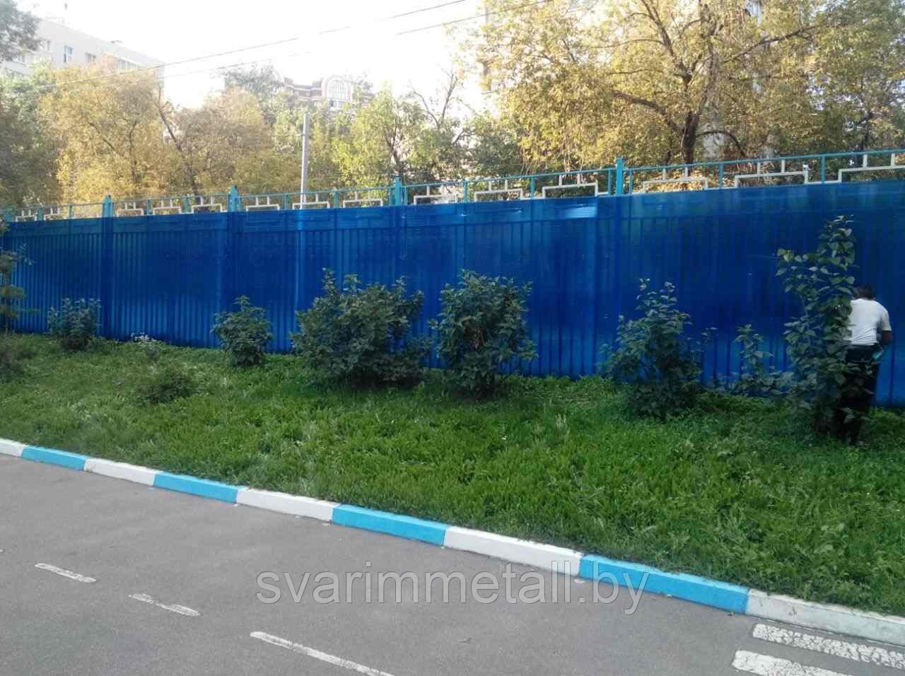 Забор из поликарбоната, синий - фото 1 - id-p211144344