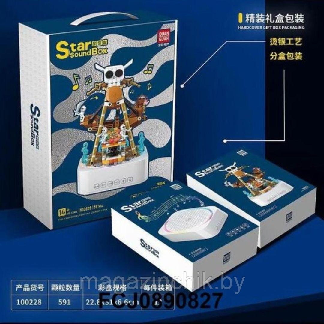 Конструктор Пиратская лодка + блютуз колонка, свет, звук, Quan Guan 100228