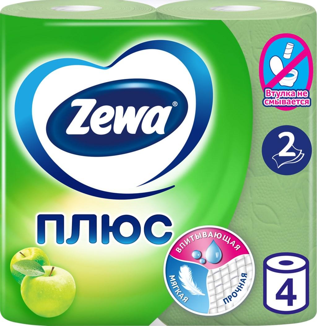 Бумага туалетная "ZewaПлюс"зеленая, аромат яблока, 4рул/уп. - фото 1 - id-p211165829