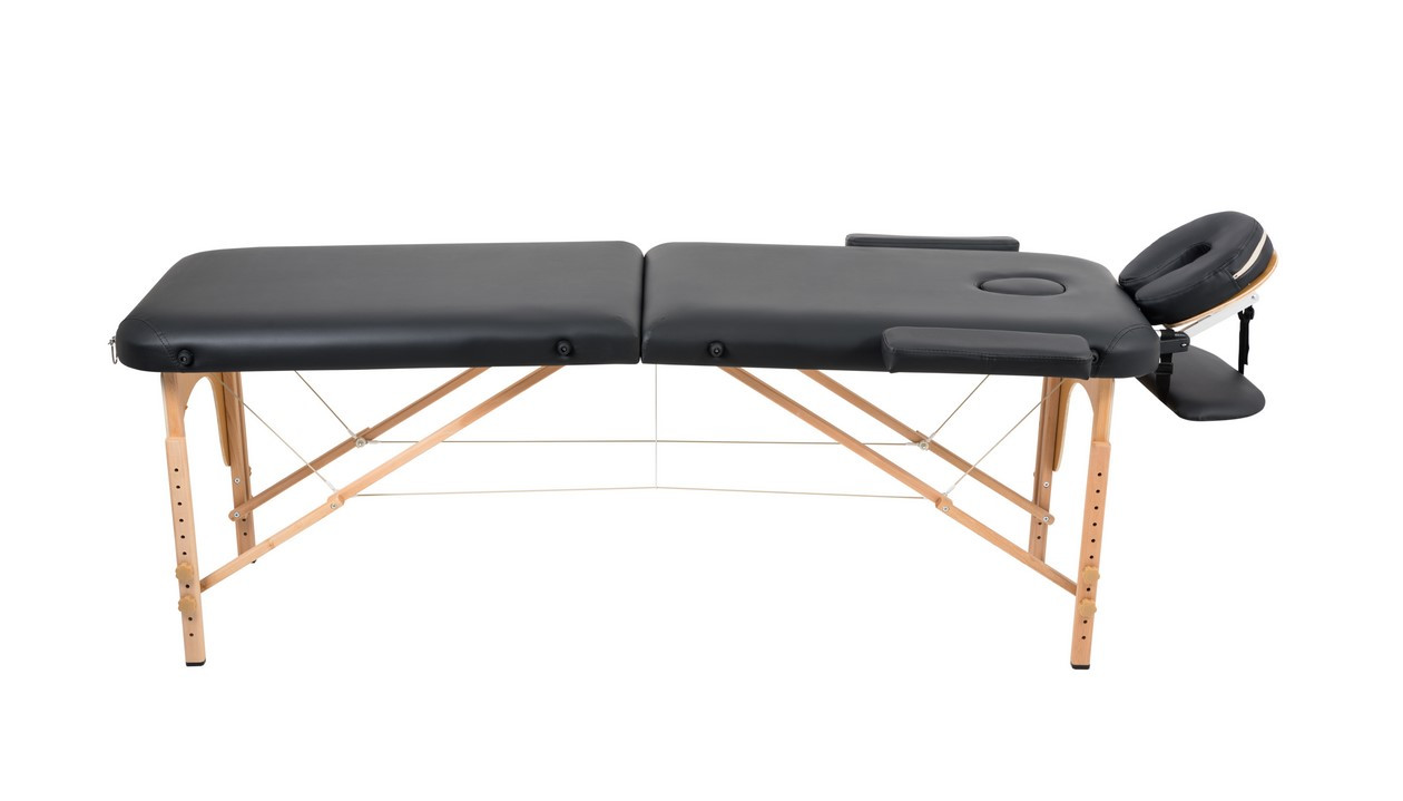 Массажный стол Atlas Sport складной 2-с деревянный 60 см. + сумка (черный) - фото 2 - id-p211165808