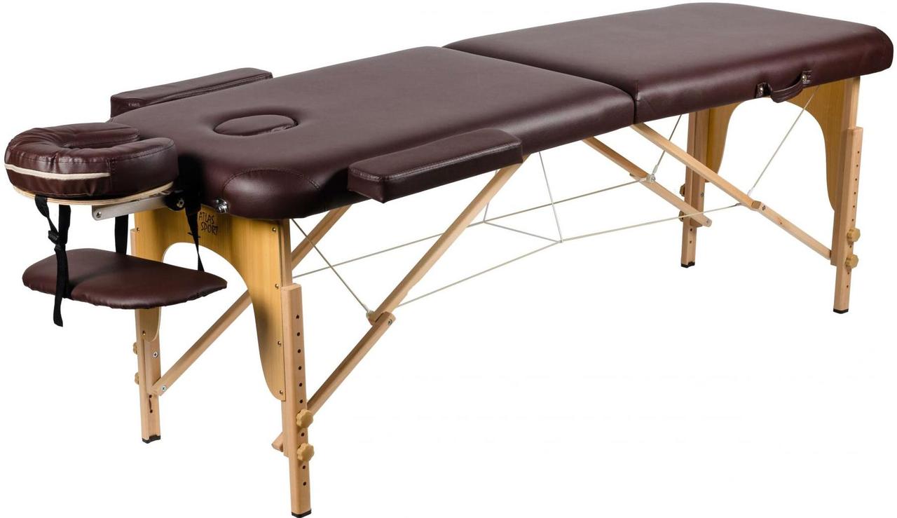 Массажный стол Atlas Sport складной 2-с деревянный 60 см. + сумка (коричневый) - фото 1 - id-p211165809