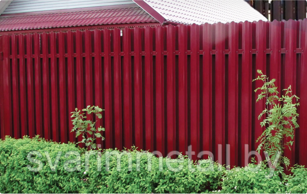Забор из евроштакетника (металлоштакетник), коричневый/шоколад - фото 9 - id-p211169786