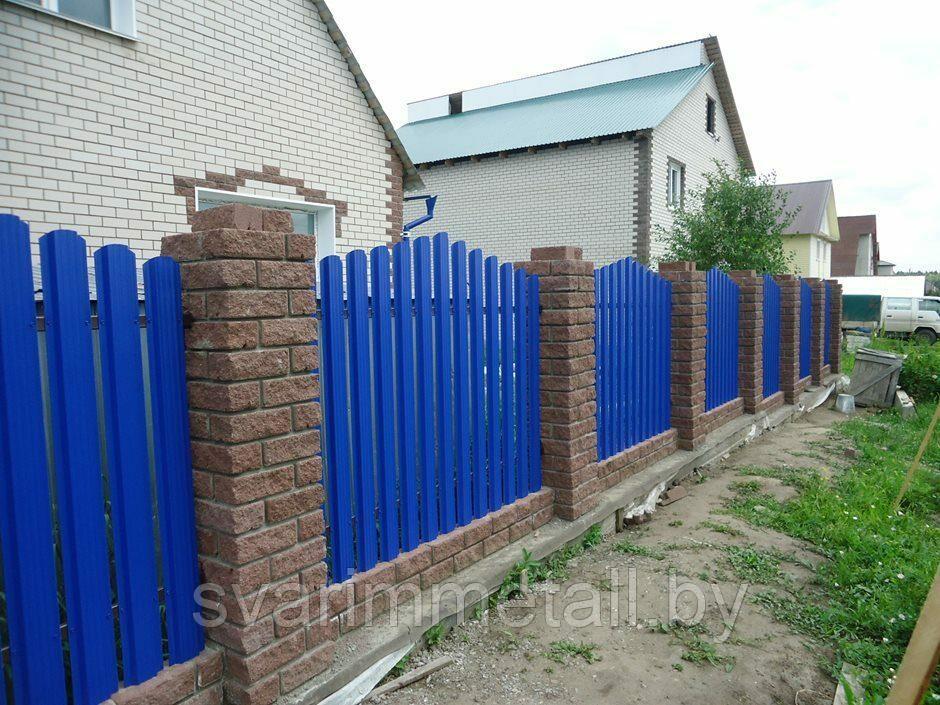 Забор из евроштакетника (металлоштакетник), красный/вишня - фото 9 - id-p211169840