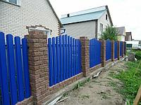 Забор из евроштакетника (металлоштакетник), синий